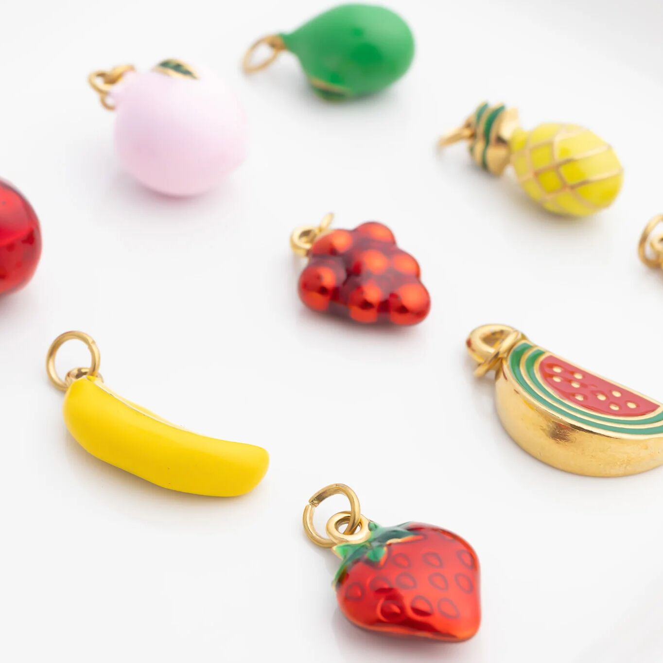 18K Gold PVD Stainless Steel Fruit Stand Charm Set