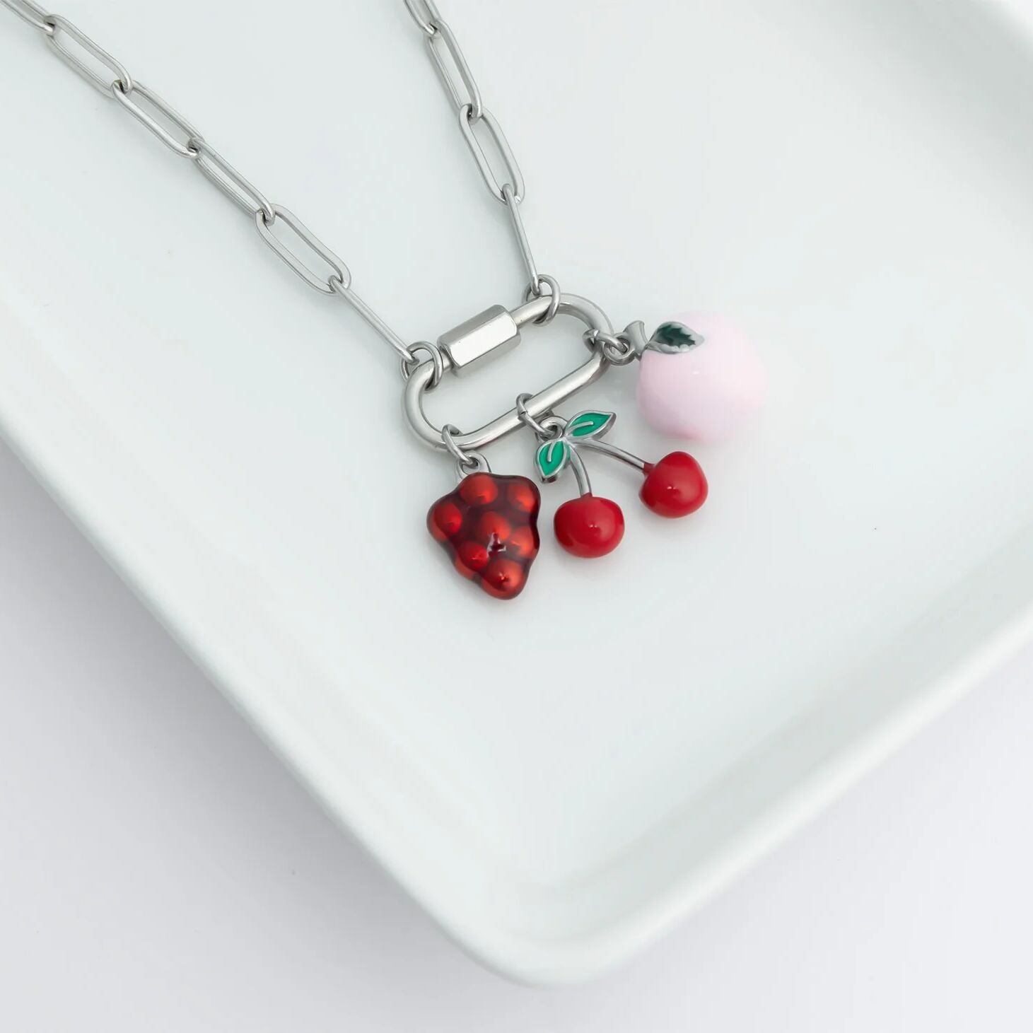 18K Gold PVD Stainless Steel Fruit Stand Charm Set