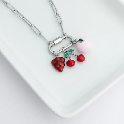 18K Gold PVD Stainless Steel Fruit Stand Charm Set