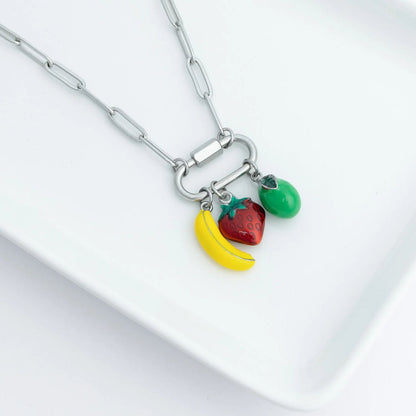 18K Gold PVD Stainless Steel Fruit Stand Charm Set