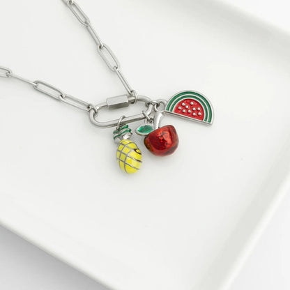 18K Gold PVD Stainless Steel Fruit Stand Charm Set