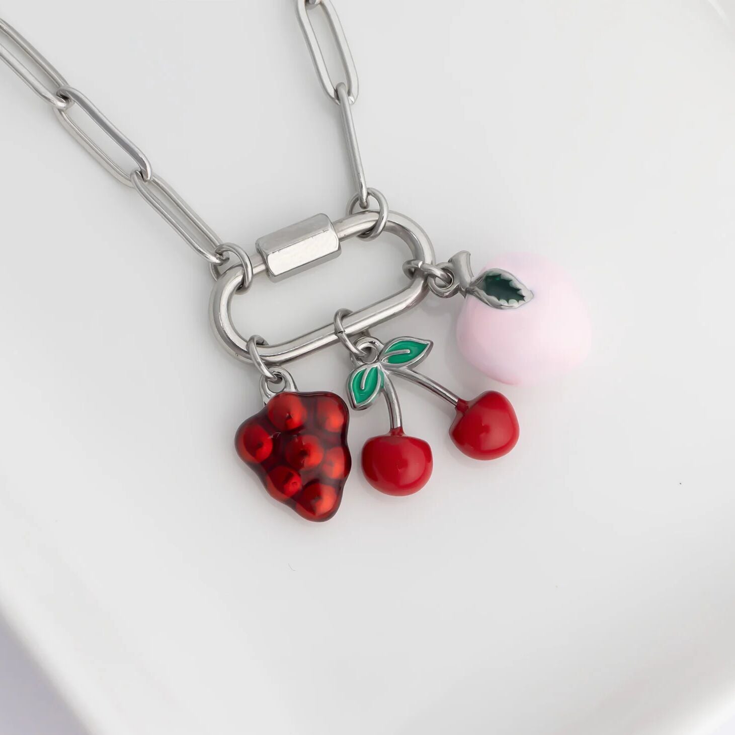 18K Gold PVD Stainless Steel Fruit Stand Charm Set