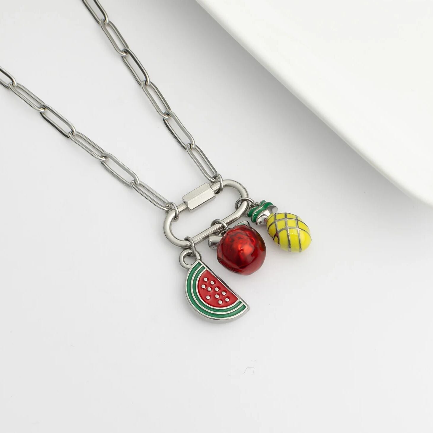 18K Gold PVD Stainless Steel Fruit Stand Charm Set