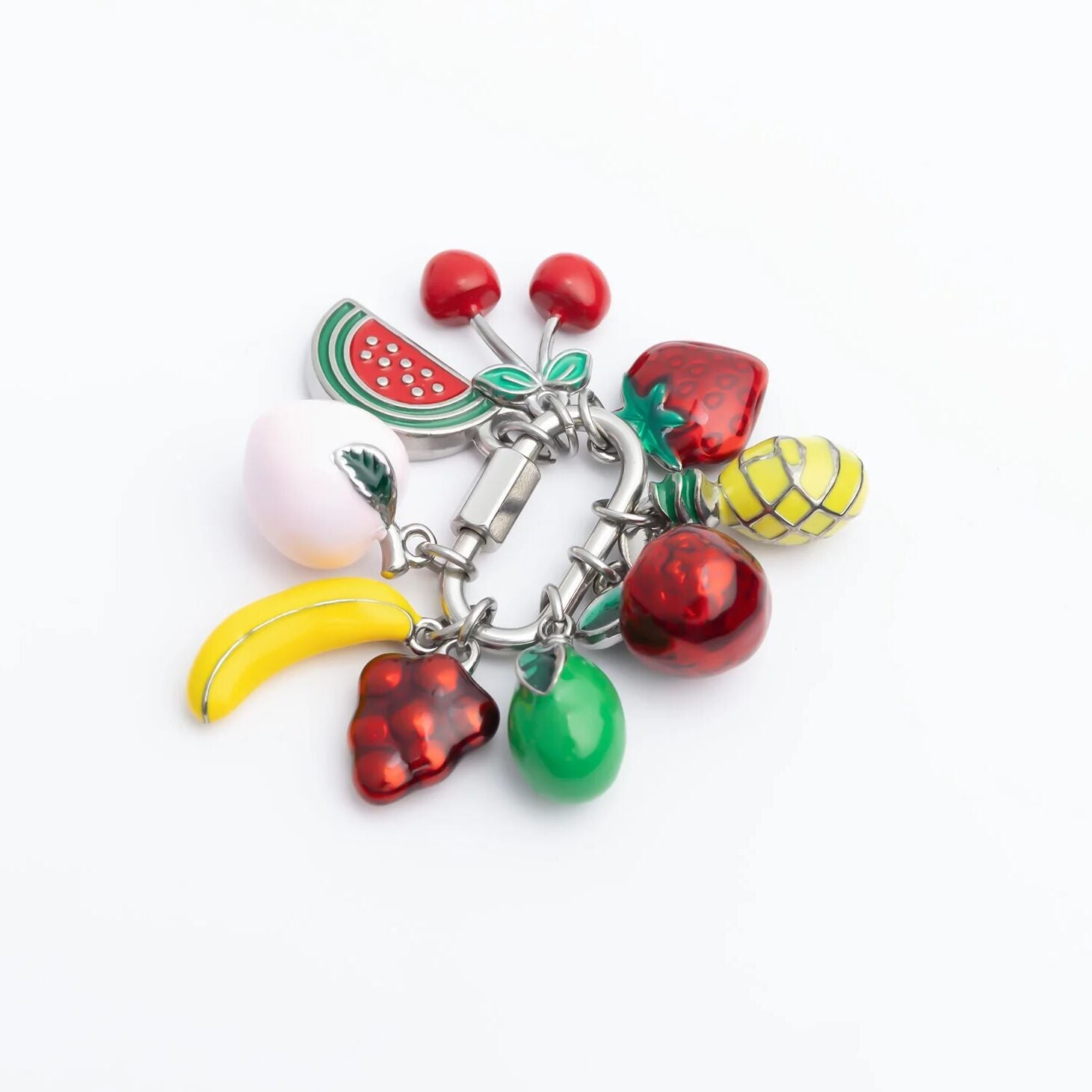 18K Gold PVD Stainless Steel Fruit Stand Charm Set