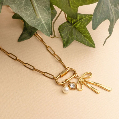 18K Gold PVD Stainless Steel Cherry Heart Charm Set