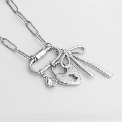 18K Gold PVD Stainless Steel Cherry Heart Charm Set