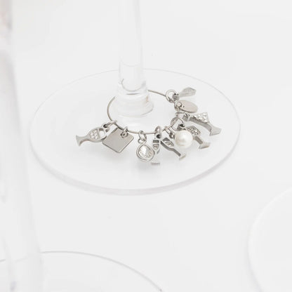 18K Gold PVD Stainless Steel Wine Glass Charm Set
