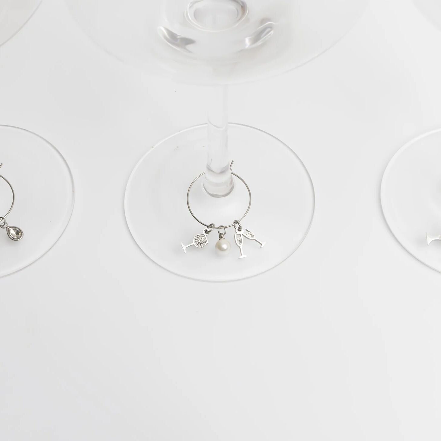 18K Gold PVD Stainless Steel Wine Glass Charm Set