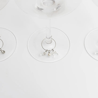 18K Gold PVD Stainless Steel Wine Glass Charm Set