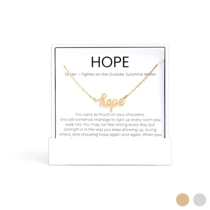 Gold Hope Necklace Gift Set on a white card with text