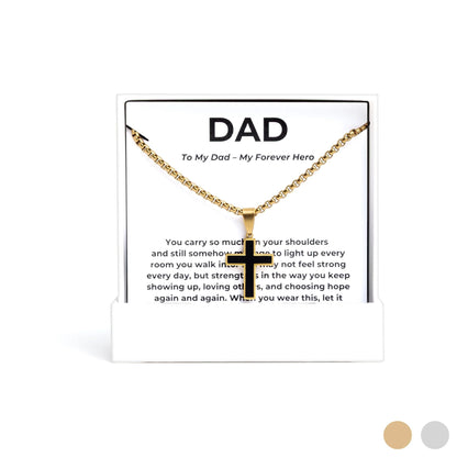 Gold Mens Cross Necklace Gift Set 