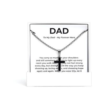 Silver Mens Cross Necklace Gift Set 