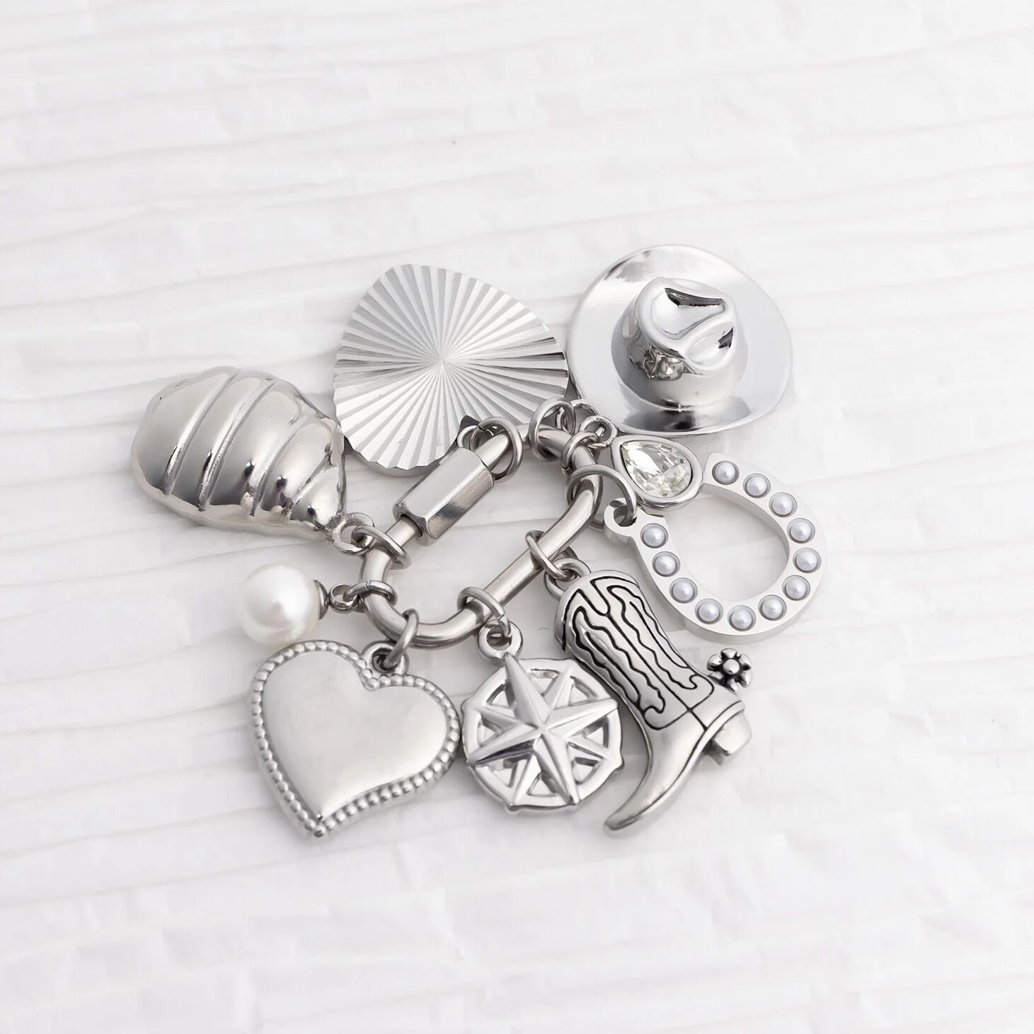 18K Gold PVD Stainless Steel Coastal Cowboy Charm Set