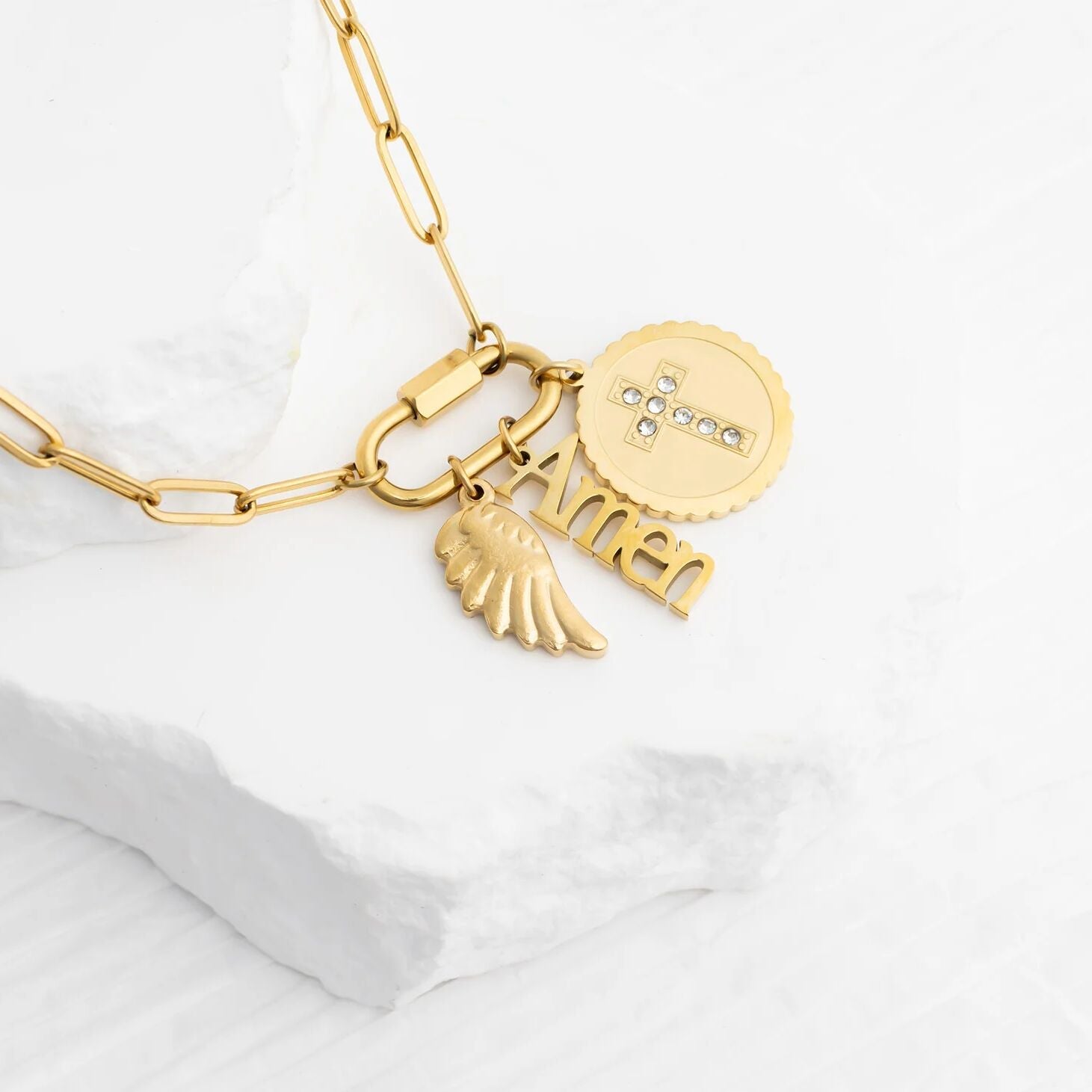 18K Gold PVD Stainless Steel Blessings Charm Set