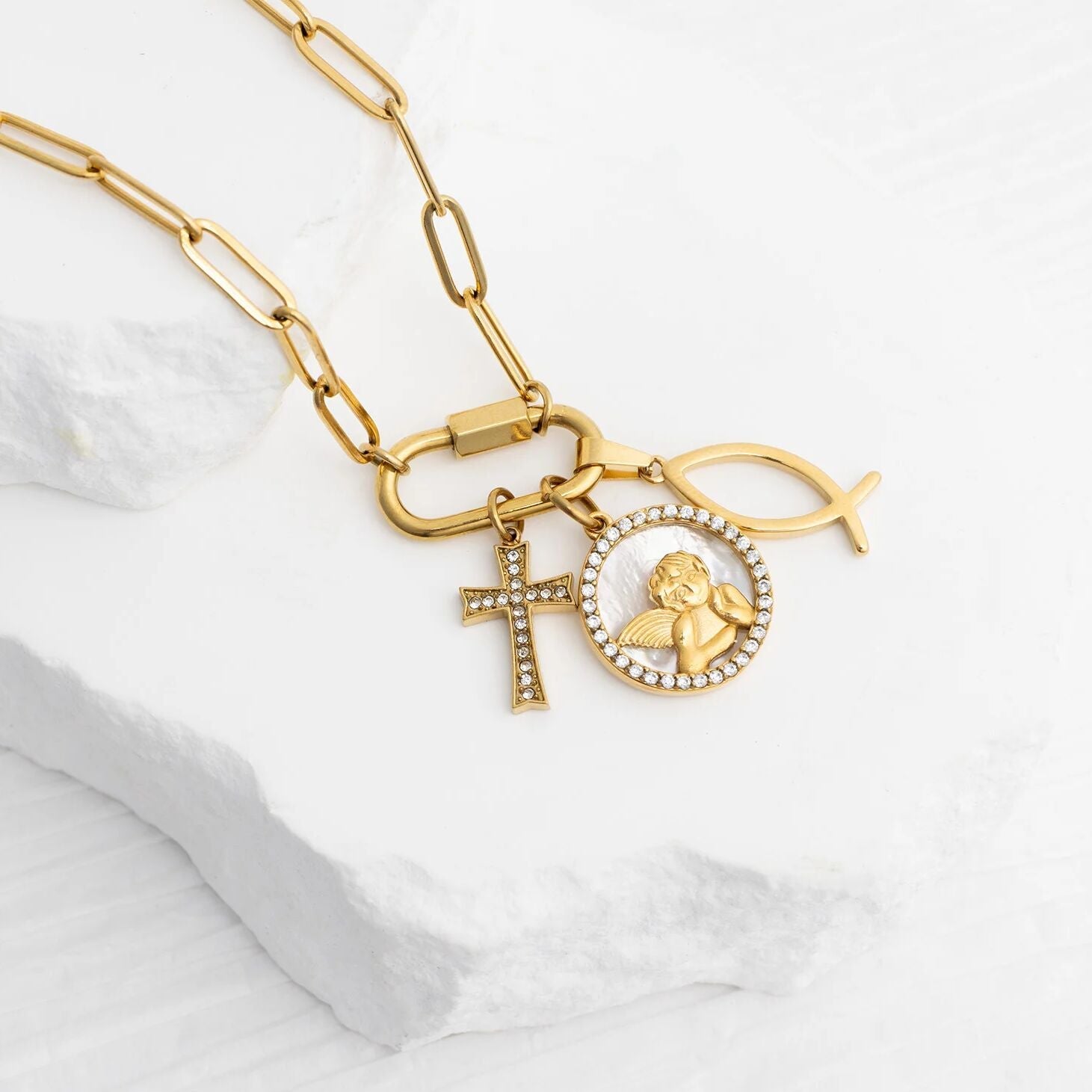 18K Gold PVD Stainless Steel Blessings Charm Set