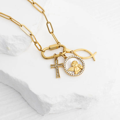 18K Gold PVD Stainless Steel Blessings Charm Set