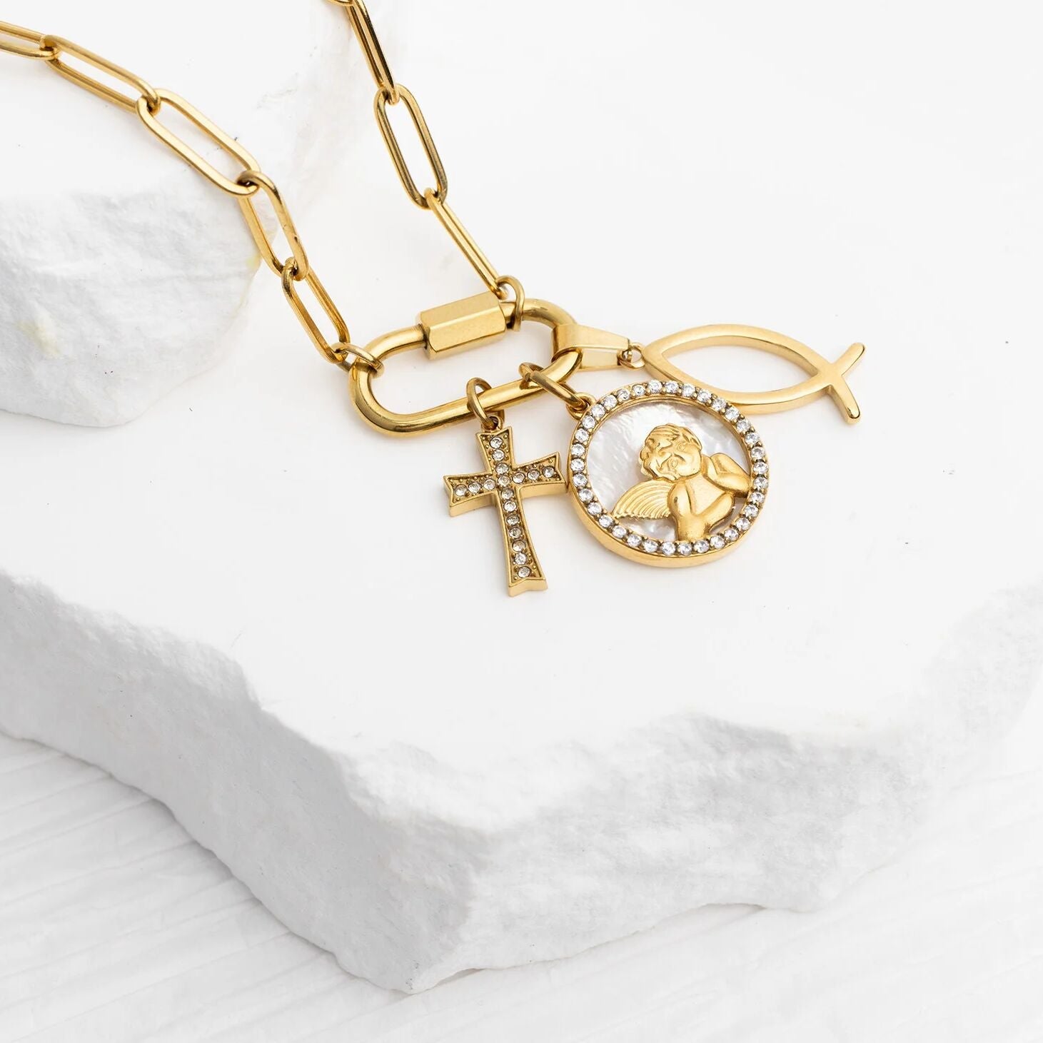 18K Gold PVD Stainless Steel Blessings Charm Set