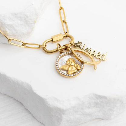 18K Gold PVD Stainless Steel Blessings Charm Set