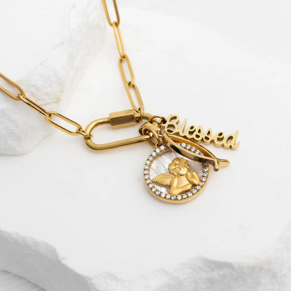 18K Gold PVD Stainless Steel Blessings Charm Set