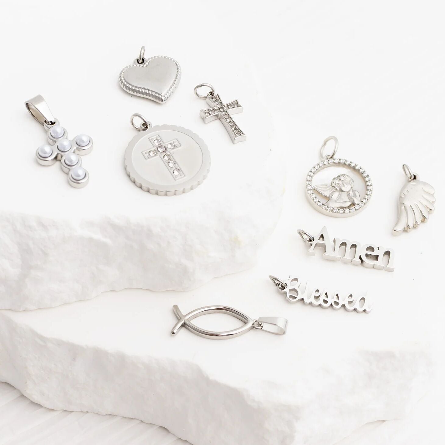 18K Gold PVD Stainless Steel Blessings Charm Set