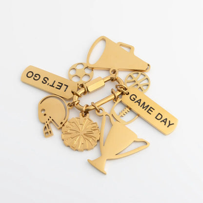 18K Gold PVD Stainless Steel Game Day Charm Set