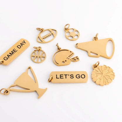 18K Gold PVD Stainless Steel Game Day Charm Set