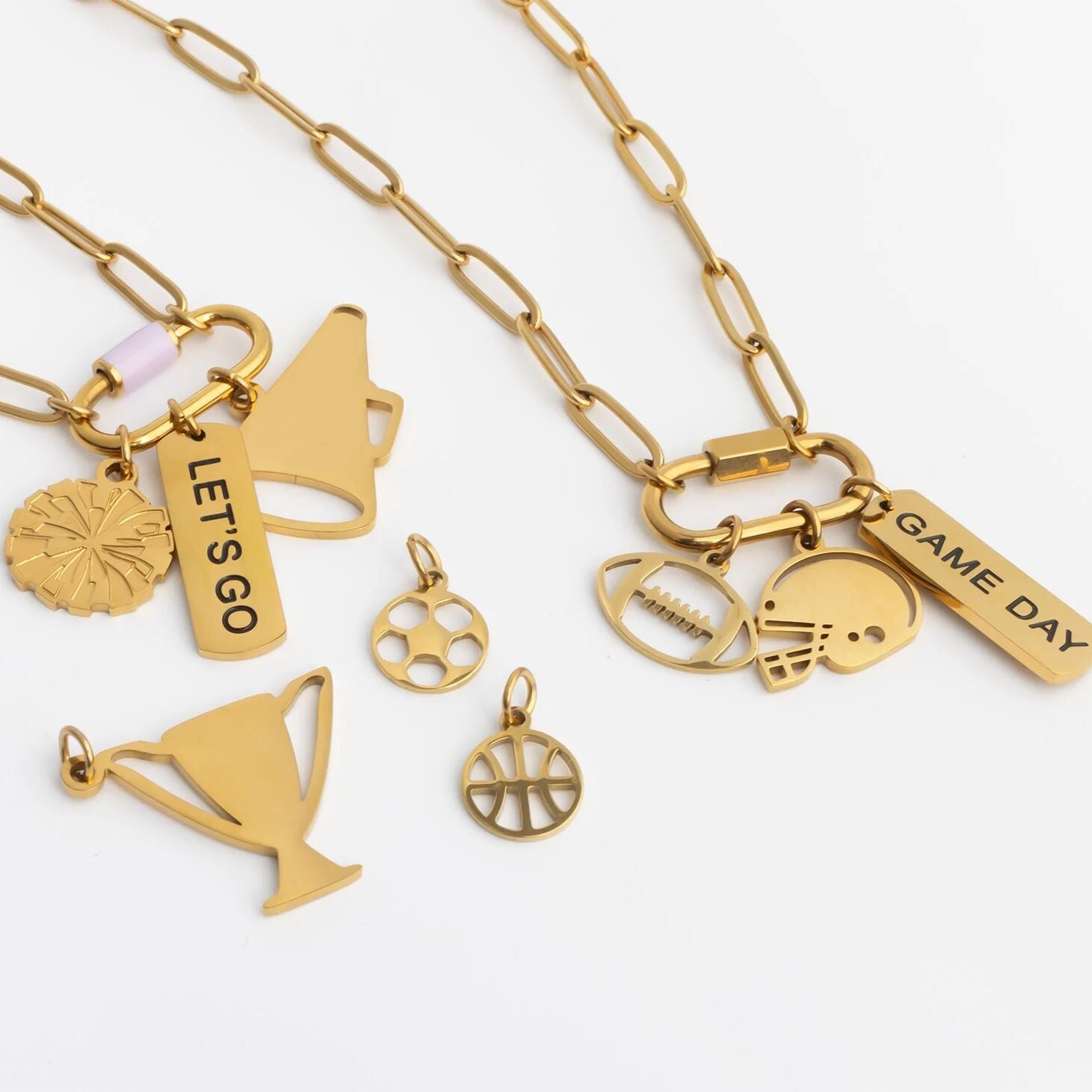 18K Gold PVD Stainless Steel Game Day Charm Set
