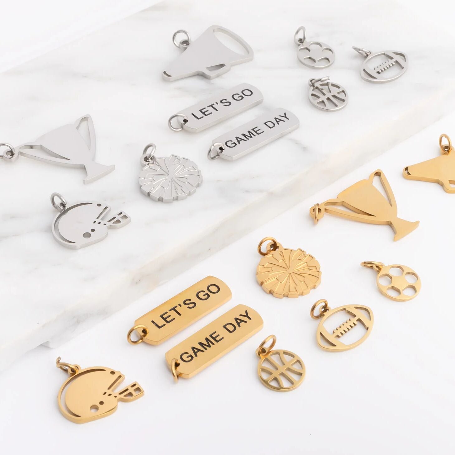 18K Gold PVD Stainless Steel Game Day Charm Set