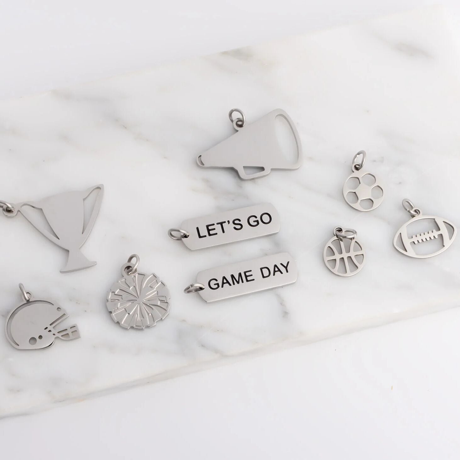 18K Gold PVD Stainless Steel Game Day Charm Set