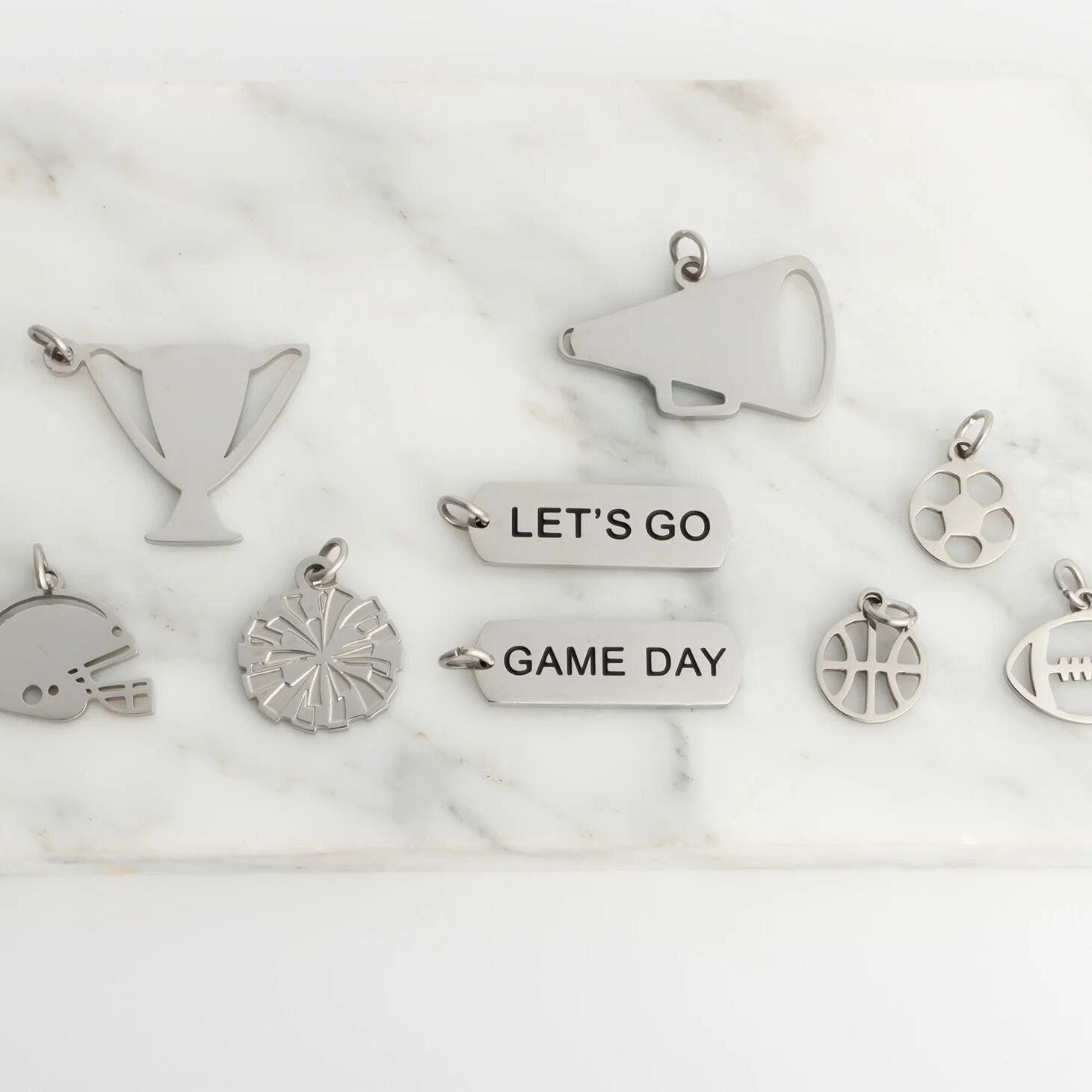 18K Gold PVD Stainless Steel Game Day Charm Set