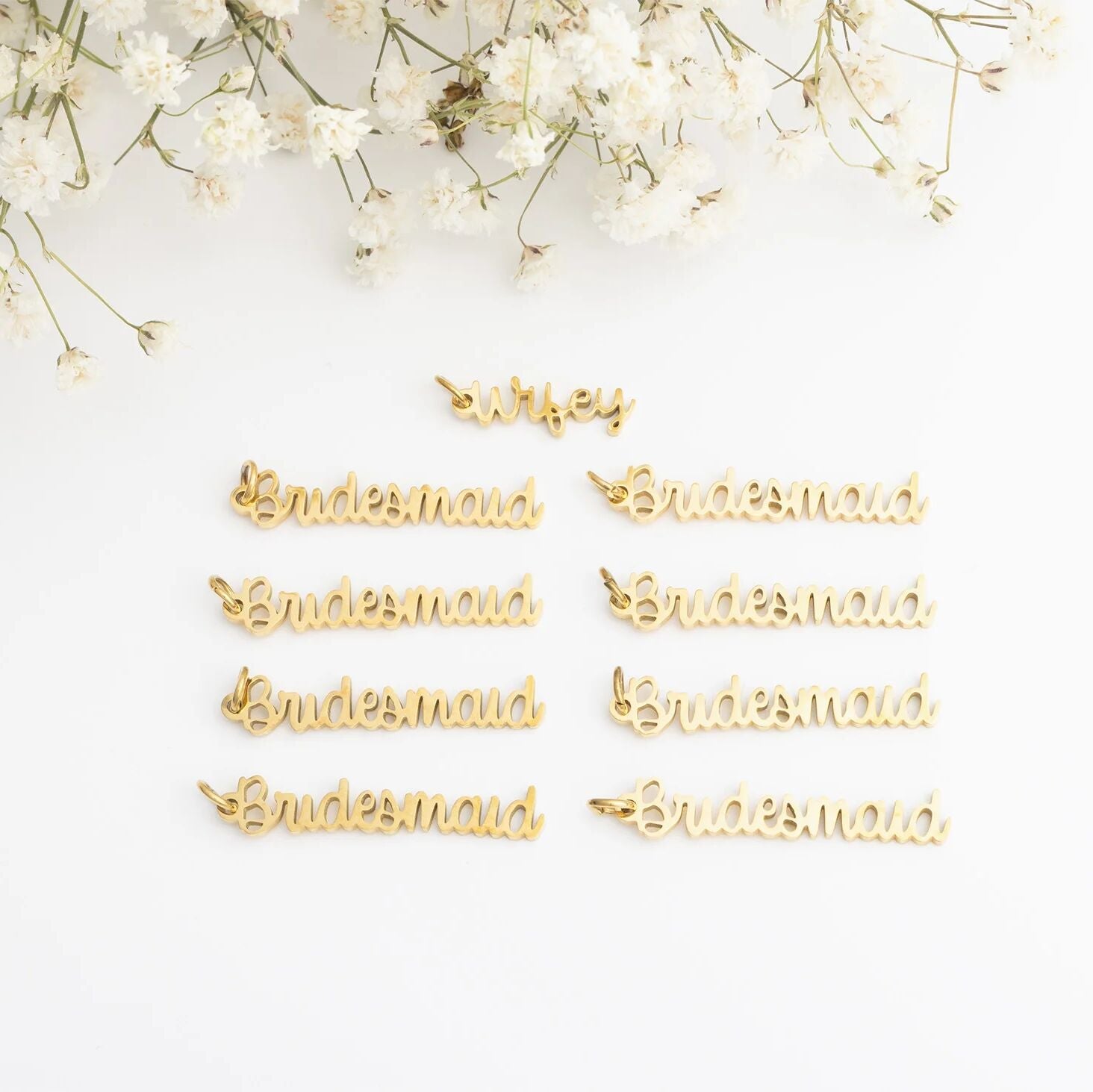 18K Gold PVD Stainless Steel Bridal Party Charm Set