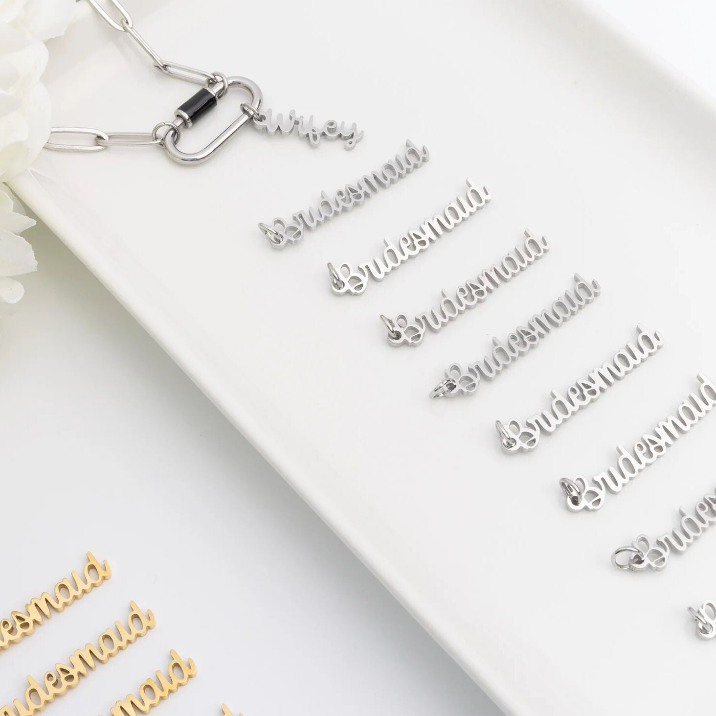 18K Gold PVD Stainless Steel Bridal Party Charm Set