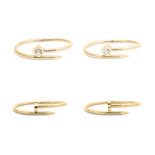 18K Gold PVD Stainless Steel Bangle Bracelet Bundle