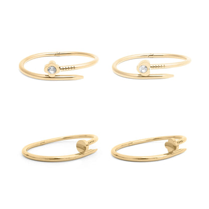 18K Gold PVD Stainless Steel Bangle Bracelet Bundle