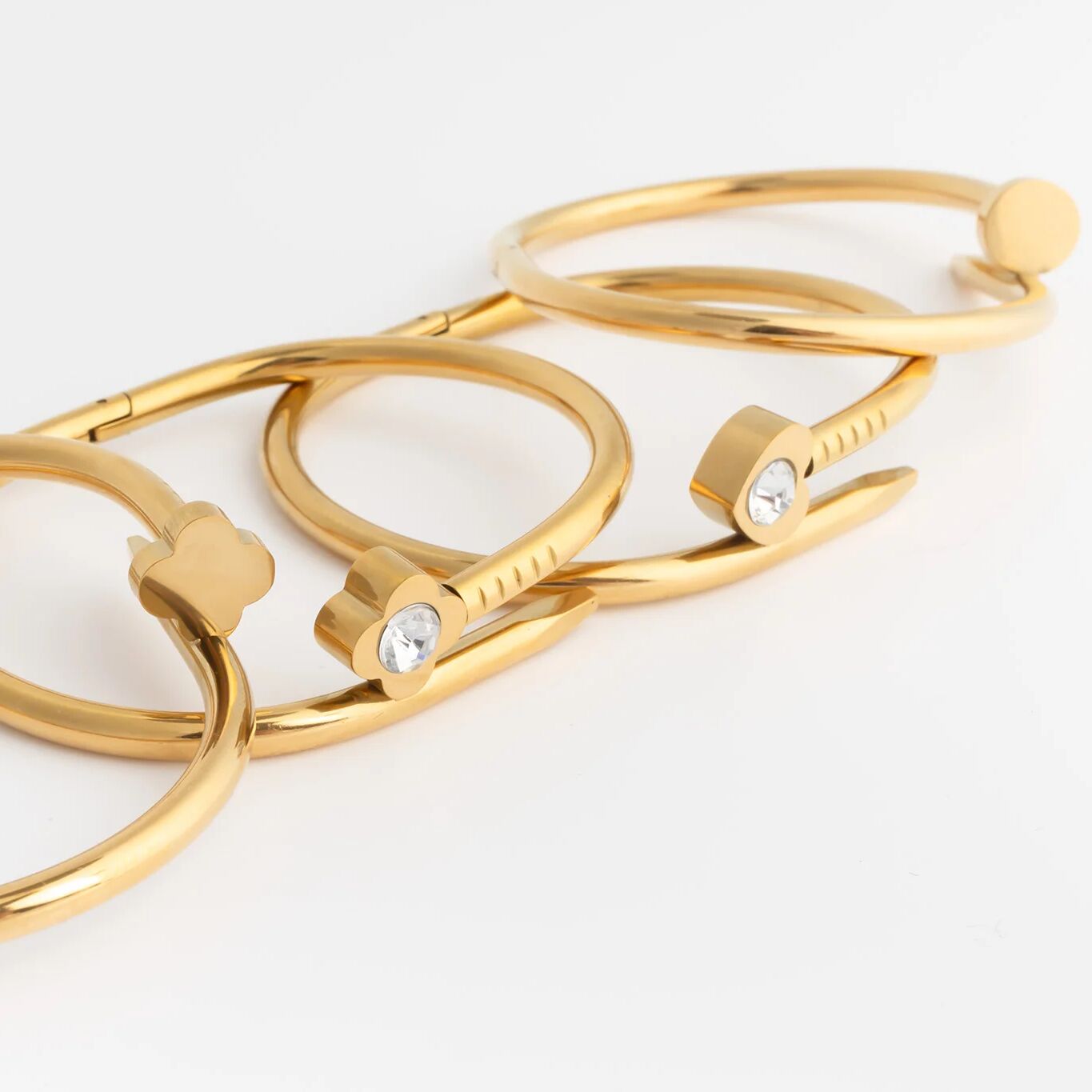 18K Gold PVD Stainless Steel Bangle Bracelet Bundle