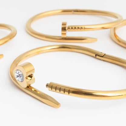 18K Gold PVD Stainless Steel Bangle Bracelet Bundle