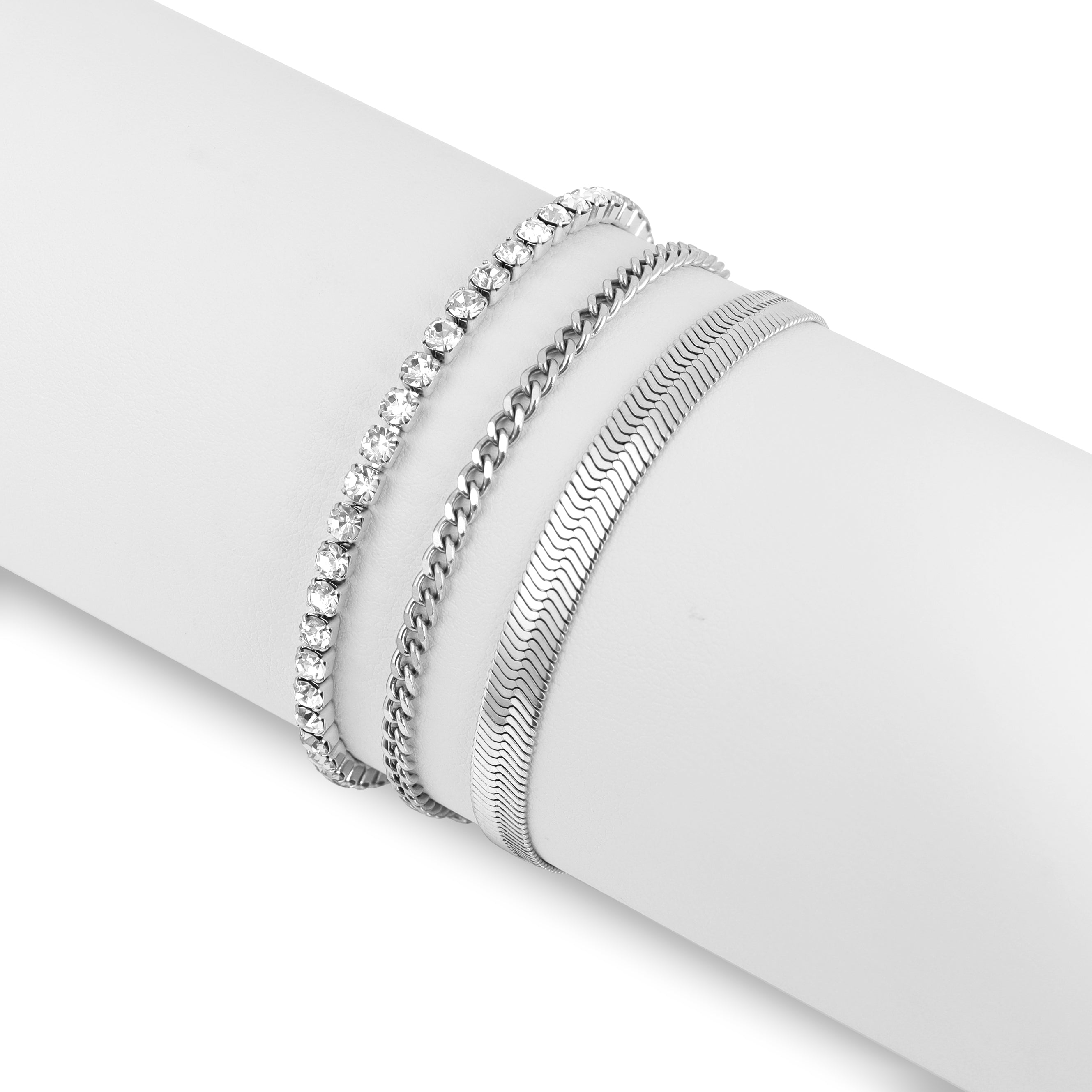 25 pc Stainless Steel Women's Layered Bracelet Set