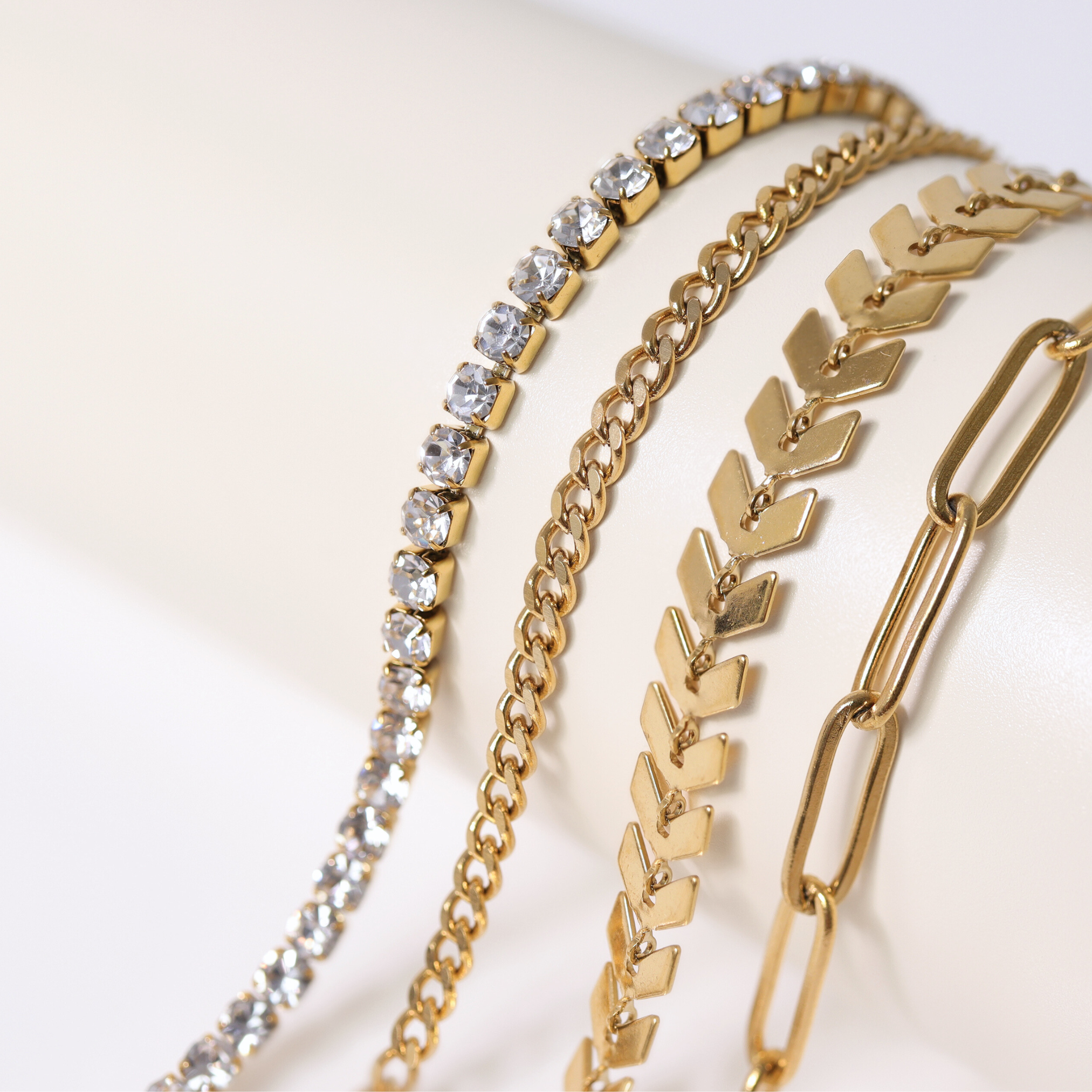 18K Gold PVD Stainless Steel Diamond Cut Curb Chain Necklace
