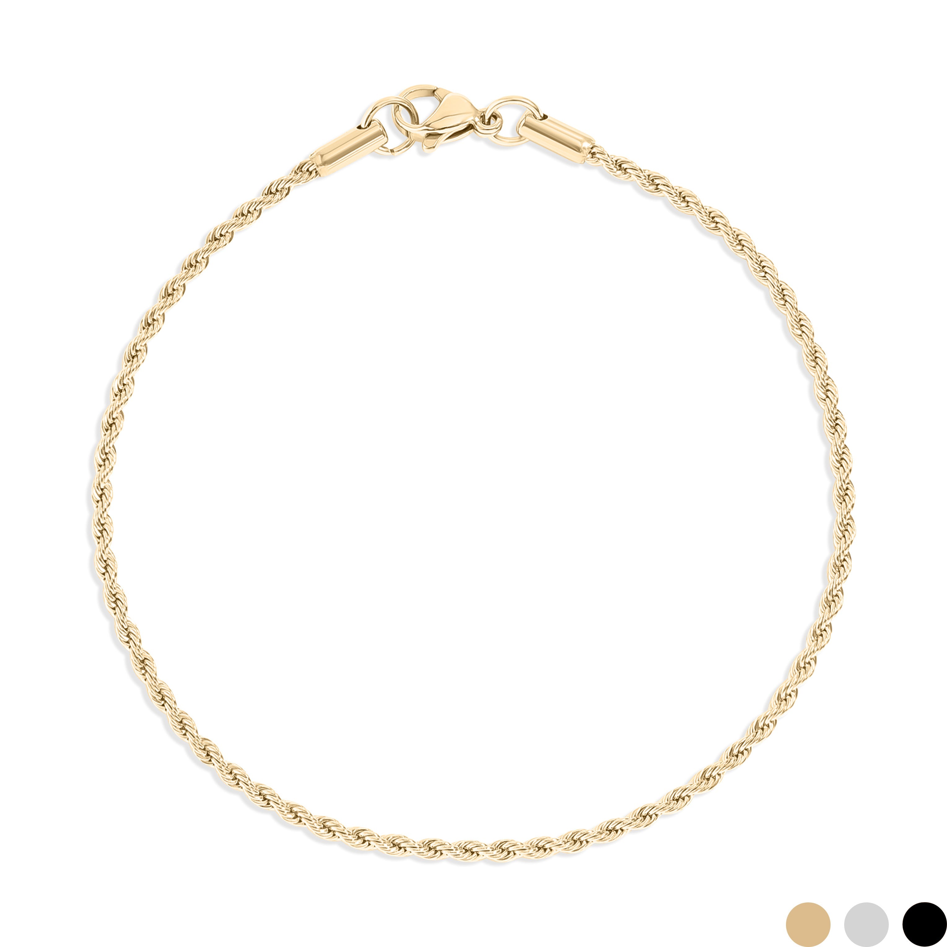 18K Gold PVD Stainless Steel Rope Chain Bracelet/Anklet