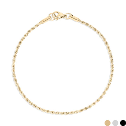18K Gold PVD Stainless Steel Rope Chain Bracelet/Anklet