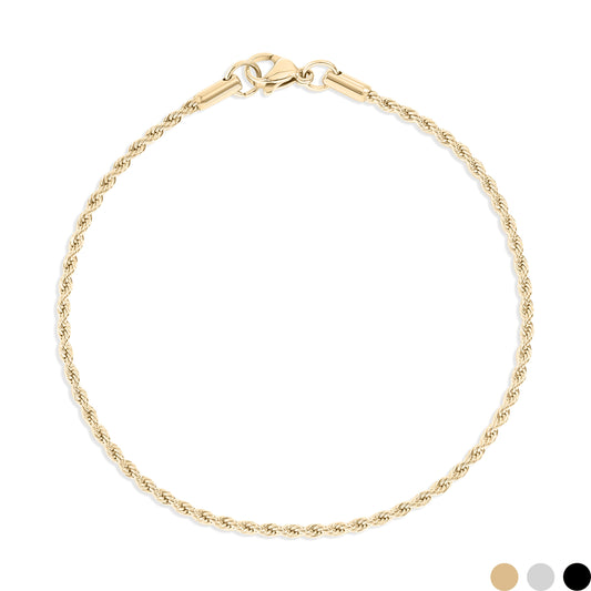 18K Gold PVD Stainless Steel Rope Chain Bracelet/Anklet