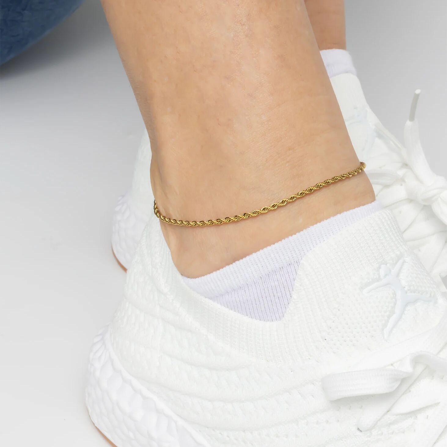 18K Gold PVD Stainless Steel Rope Chain Bracelet/Anklet