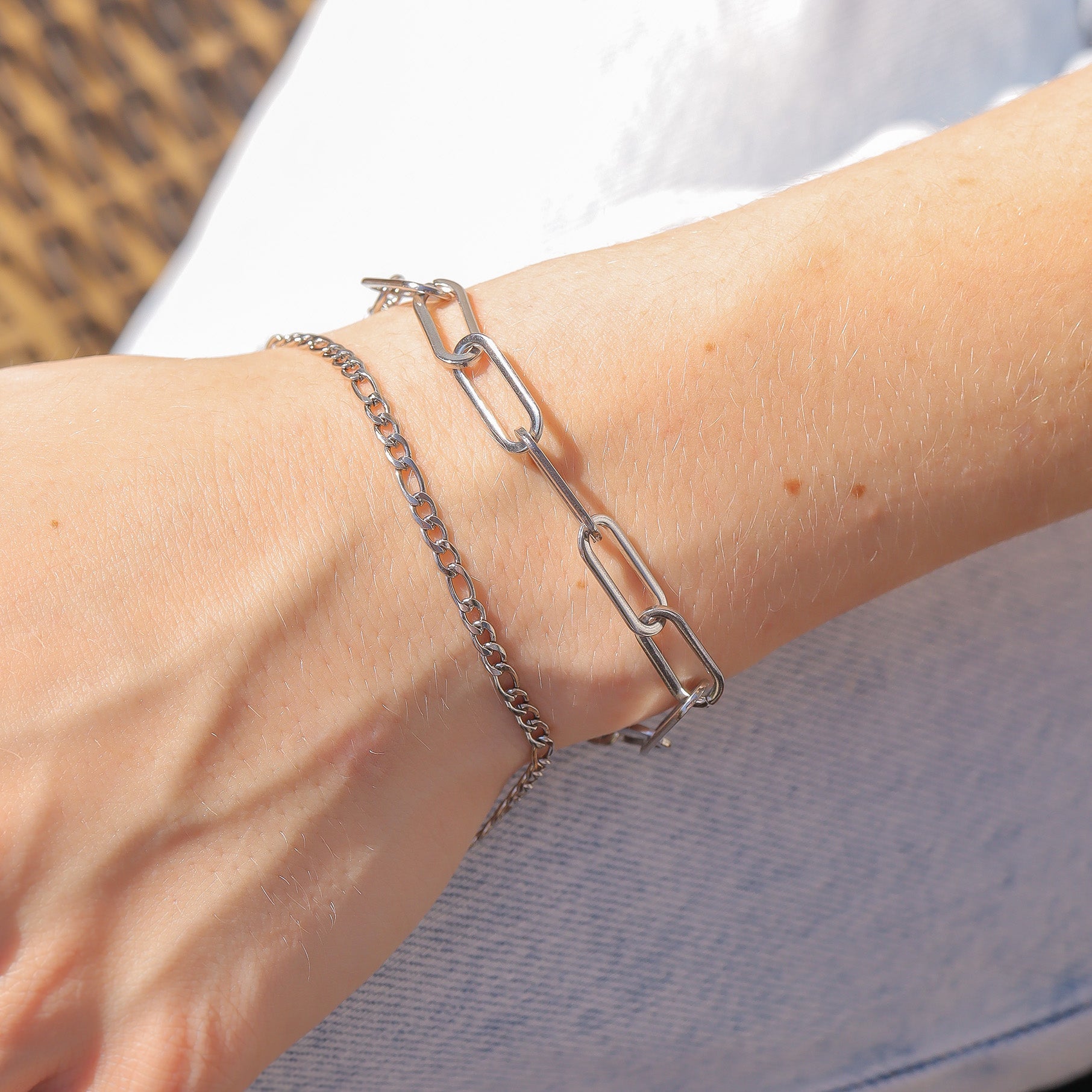 Stainless Steel Figaro Chain Bracelet