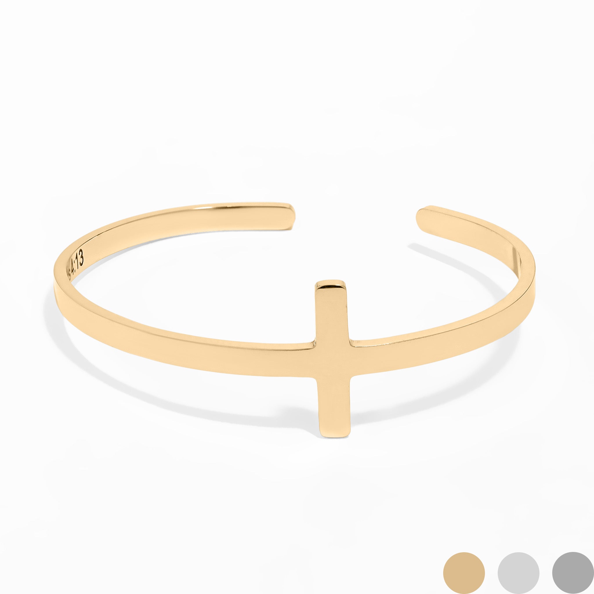 18K Gold PVD Stainless Steel Philippians 4:13 Cross Cuff Bracelet