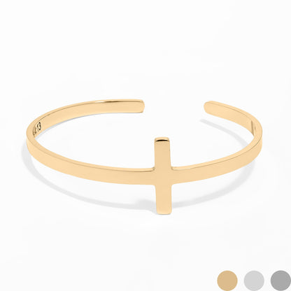 18K Gold PVD Stainless Steel Philippians 4:13 Cross Cuff Bracelet