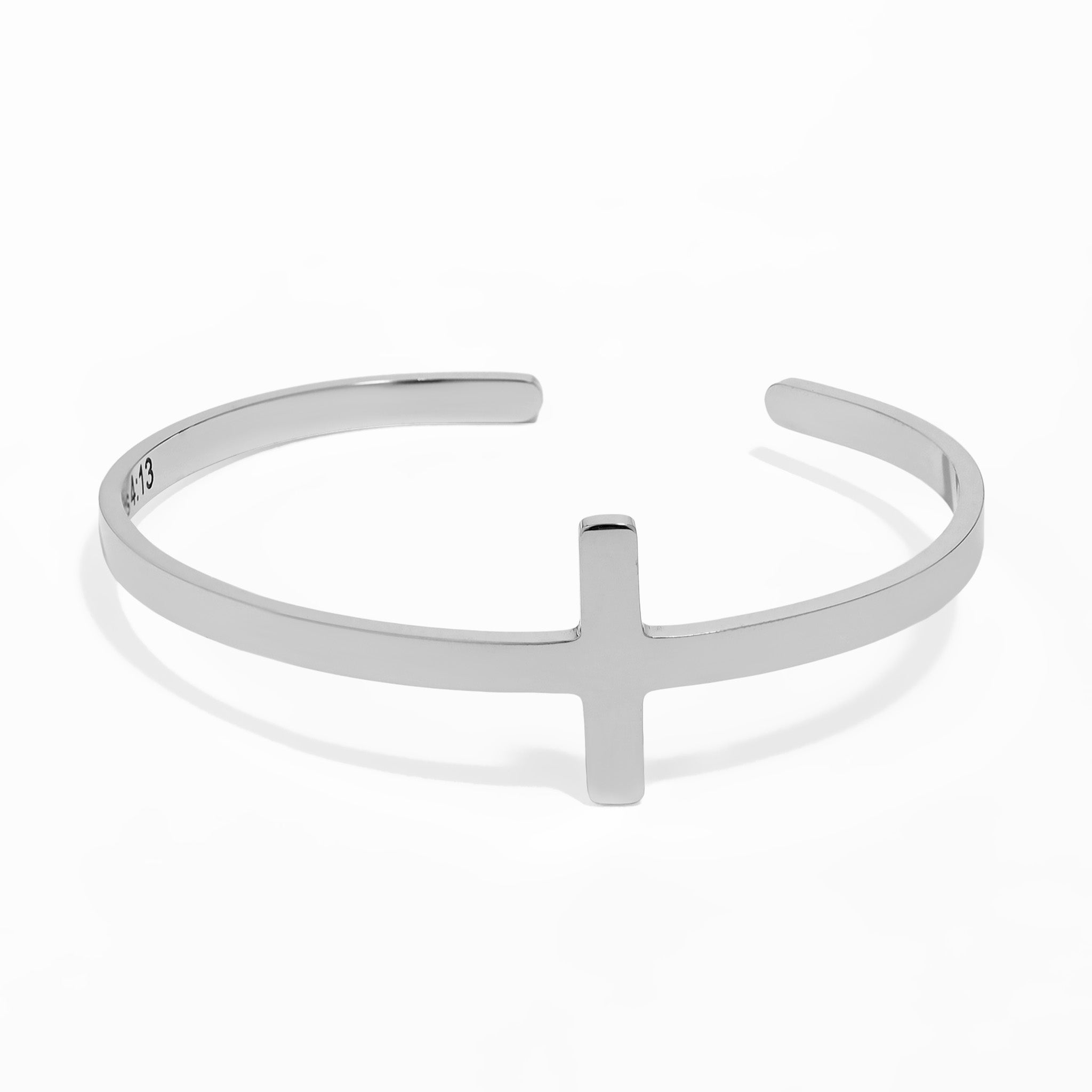 18K Gold PVD Stainless Steel Philippians 4:13 Cross Cuff Bracelet