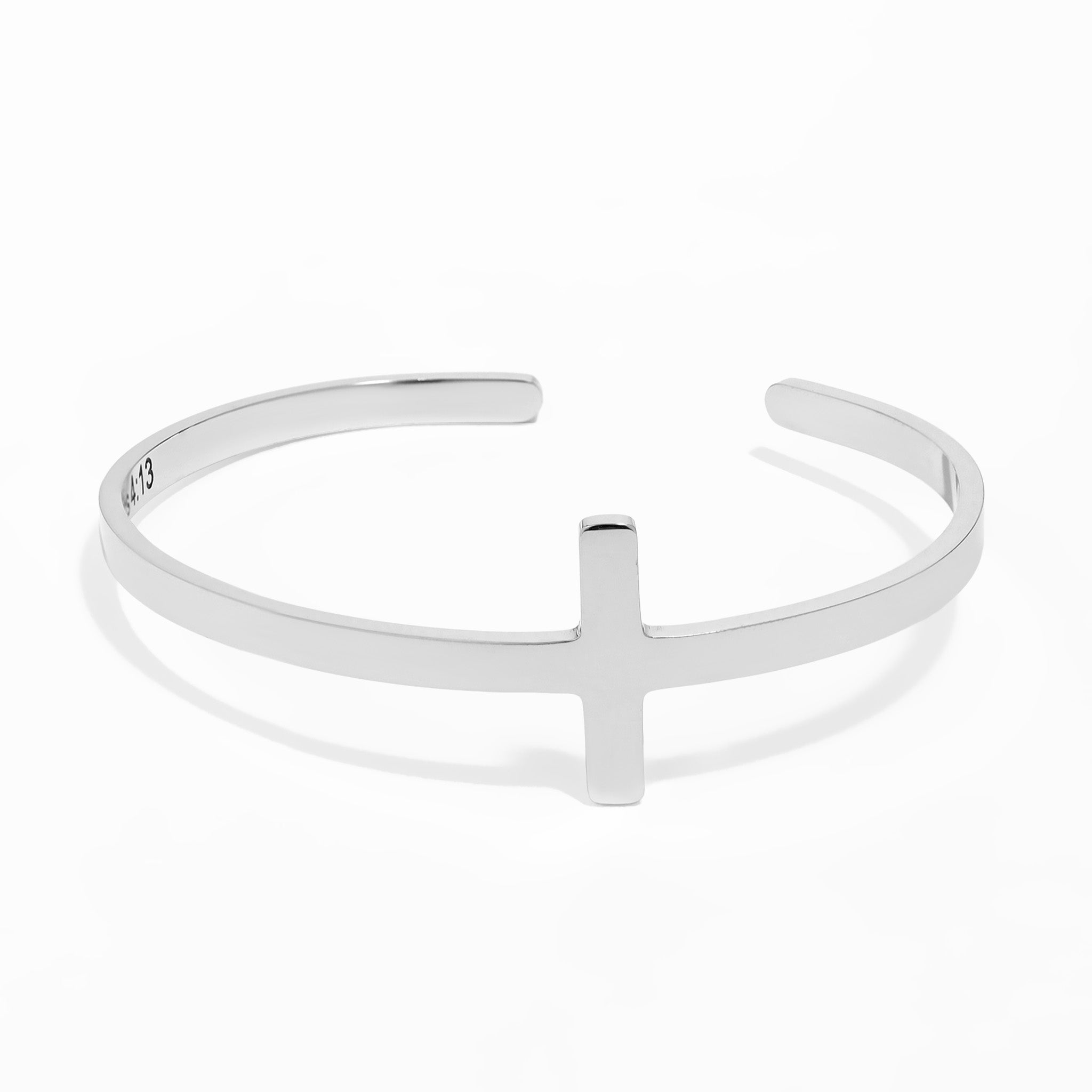 18K Gold PVD Stainless Steel Philippians 4:13 Cross Cuff Bracelet