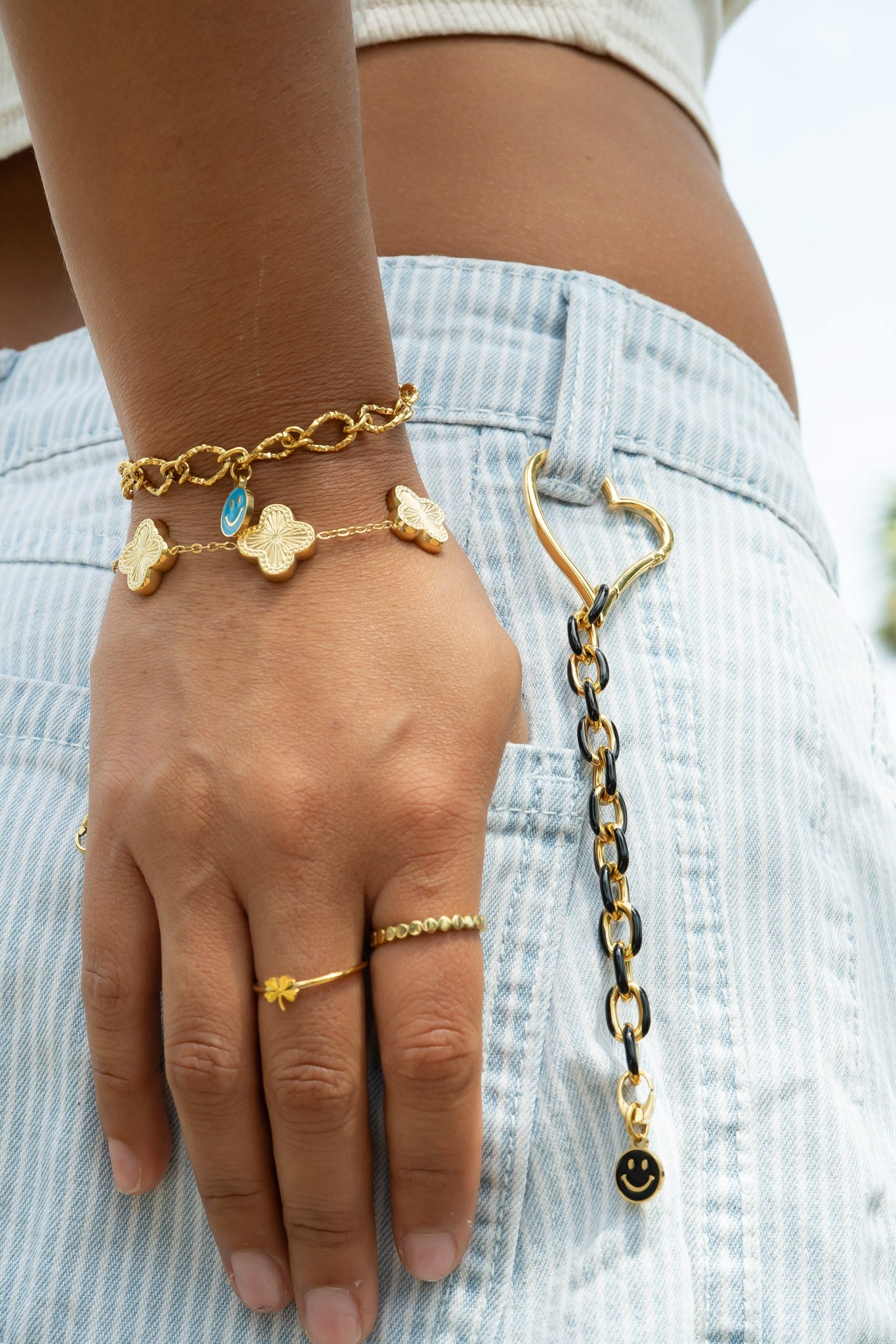 18K Gold PVD Stainless Steel Hammered Oval Chain - By The Foot