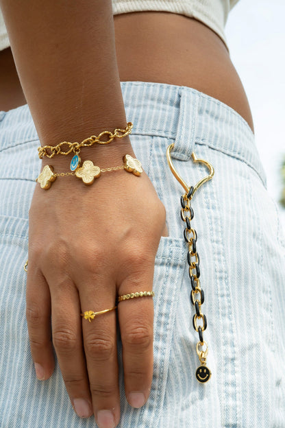 18K Gold PVD Stainless Steel Hammered Oval Chain - By The Foot