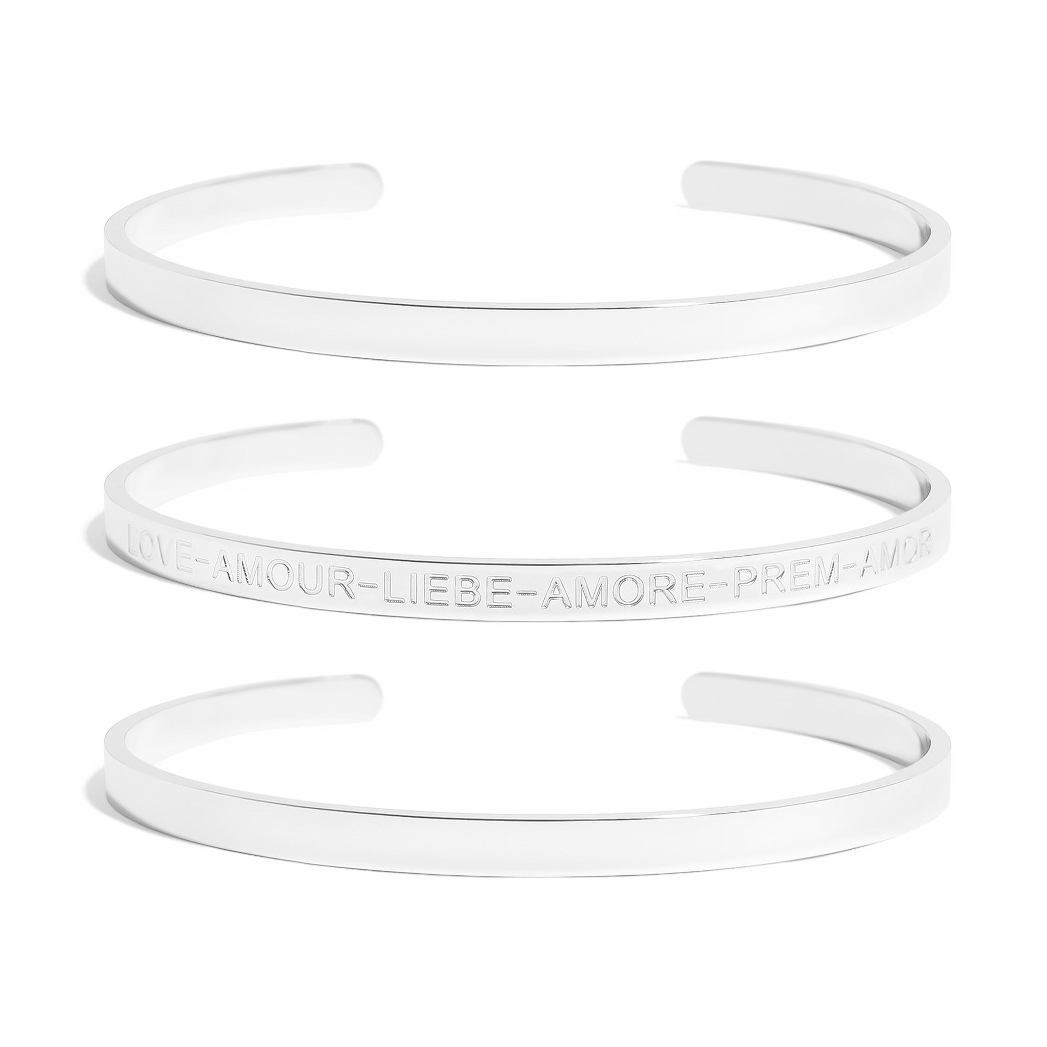 18K Gold PVD Stainless Steel Love Languages 3 Pc Bangle Set
